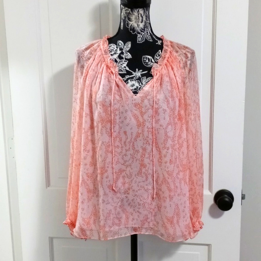 💎Diane von Furstenberg💎 - Peach Wynn Silk L/S Top